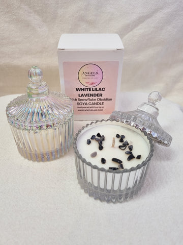 White Lilac & Lavender Soya Crystal Candle Small