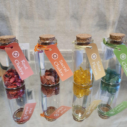 Chakra Bottles with Crystals