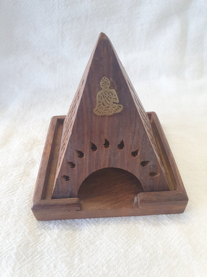 Wooden Incense Cone Holder Hut